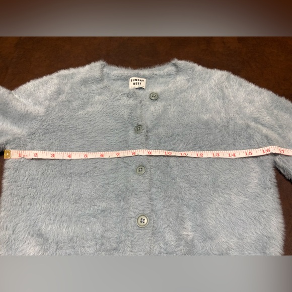 NWOT Aritzia Sunday Best Carmen Cardigan Knit Yarn Super Soft BLUE Size Small - Picture 15 of 17